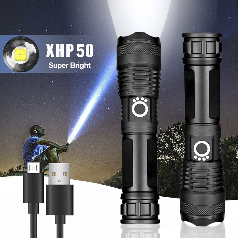 Rechargeable-Zoom-LED-Flashlight-USB-Torch-Light Rechargeable Zoom LED Flashlight USB Torch Light – With Battery