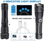 Rechargeable Zoom LED Flashlight USB Torch Light – With Battery - Image 2